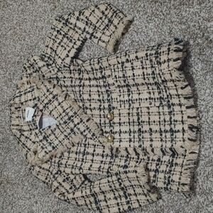 Kate Spade Houndstooth Fringe Blazer Size 0